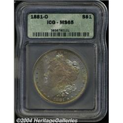 1881-O S$1 MS65 ICG. The obverse is iridescent