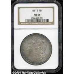 1881-S S$1 MS66 NGC. Splashes of pale purple