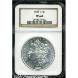 1881-S S$1 MS67 NGC. Untoned and fully
