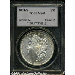 1881-S S$1 MS67 PCGS. Cartwheel luster graces