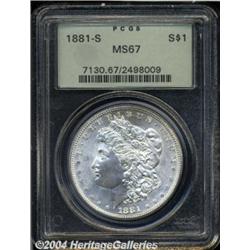 1881-S S$1 MS67 PCGS. Well struck, fully