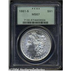 1881-S S$1 MS67 PCGS. A near-flawless, untoned