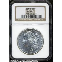 1881-S S$1 MS67 NGC. This brilliant, untoned