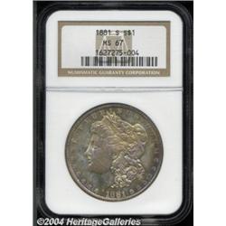 1881-S S$1 MS67 NGC. Unusually toned, the