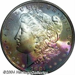 1881-S S$1 MS68 PCGS. Teal, turquoise,