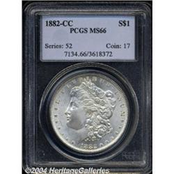 1882-CC S$1 MS66 PCGS. Satiny and untoned with