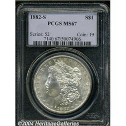 1882-S S$1 MS67 PCGS. Untoned, fully lustrous
