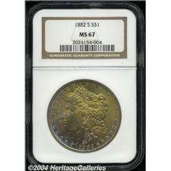 1882-S S$1 MS67 NGC. Colorful gold, crimson,