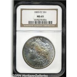 1883-CC S$1 MS65 NGC. Bright-green, orange,