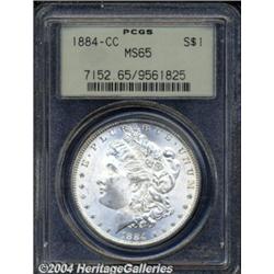 1884-CC S$1 MS65 PCGS. Mostly brilliant and