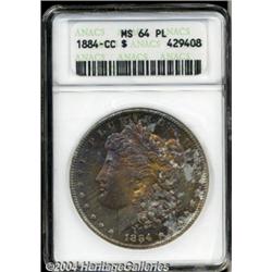 1884-CC S$1 MS64 Prooflike ANACS. The obverse