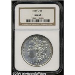 1884-O S$1 MS64 NGC. Satiny and especially