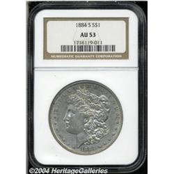 1884-S S$1 AU53 NGC. Light silver-gray color