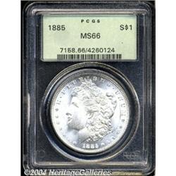 1885 S$1 MS66 PCGS. Bright, untoned, and