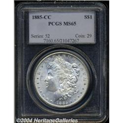 1885-CC S$1 MS65 PCGS. Bright, frosty-white