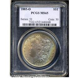 1885-O S$1 MS65 PCGS. A rainbow of lovely