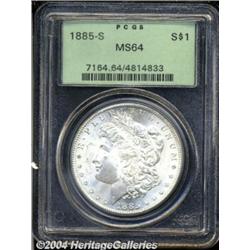 1885-S S$1 MS64 PCGS. A brilliant example with