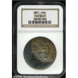 1887 S$1 MS64 S NGC. Vibrant arcs of peach,