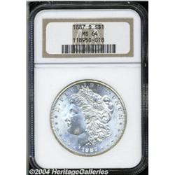 1887-S S$1 MS64 NGC. Well struck with bright,