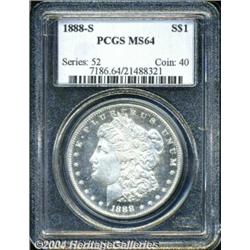 1888-S S$1 MS64 PCGS. A brilliant, white piece