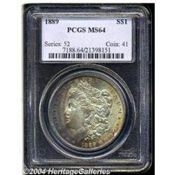 1889 S$1 MS64 PCGS. Spectacular bands of