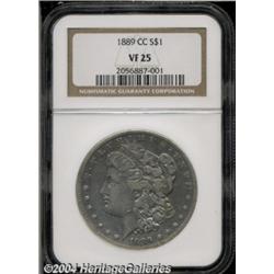 1889-CC S$1 VF25 NGC. Light silver-gray