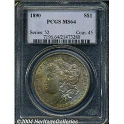 1890 S$1 MS64 PCGS. Bands of multicolored
