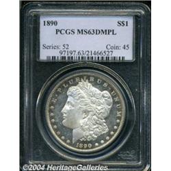 1890 S$1 MS63 Deep Mirror Prooflike PCGS. Gold