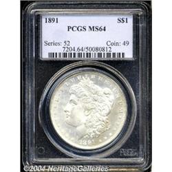 1891 S$1 MS64 PCGS. Light-gold satiny surfaces