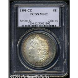 1891-CC S$1 MS62 PCGS. A beautifully toned and