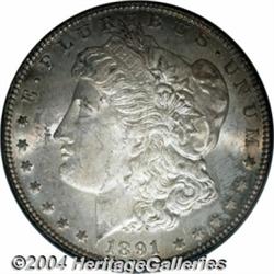1891-CC S$1 MS65 PCGS. Mottled gunmetal-gray