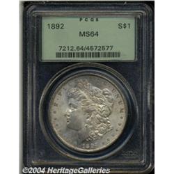 1892 S$1 MS64 PCGS. Light, gray-gold