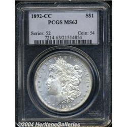 1892-CC S$1 MS63 PCGS. Mostly brilliant with a