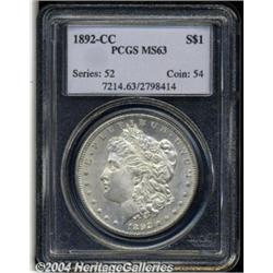 1892-CC S$1 MS63 PCGS. Well struck and fully