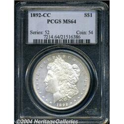 1892-CC S$1 MS64 PCGS. A bold, semi prooflike