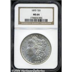 1893 S$1 MS64 NGC. The top of the 3 in the