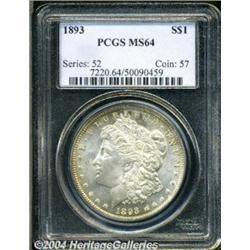 1893 S$1 MS64 PCGS. Amber perimeter tones