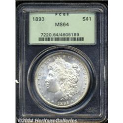 1893 S$1 MS64 PCGS. A satiny example of this