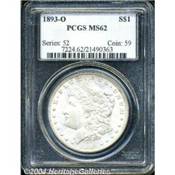 1893-O S$1 MS62 PCGS. Subdued luster shimmers