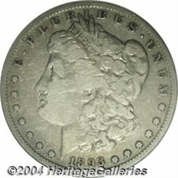 1893-S S$1 Fine 12 NGC. A heavily worn example