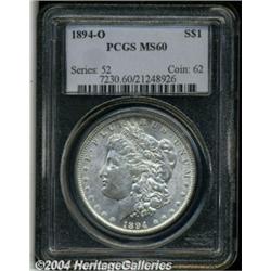 1894-O S$1 MS60 PCGS. Boldly struck, with