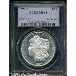 1894-S S$1 MS64 PCGS. Striking contrast