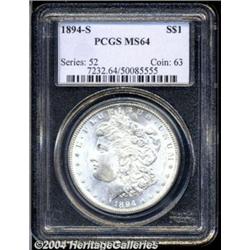 1894-S S$1 MS64 PCGS. A lustrous near-Gem that
