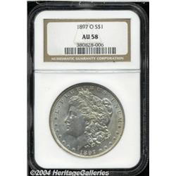 1897-O S$1 AU58 NGC. Well struck and satiny,