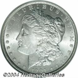 1901 S$1 MS63 NGC. Satiny-white with average