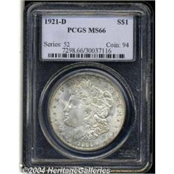 1921-D S$1 MS66 PCGS. Typically weakly struck
