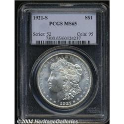 1921-S S$1 MS65 PCGS. Bright, untoned,