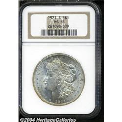 1921-S S$1 MS65 NGC. A lustrous piece that