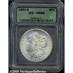 1921-S S$1 MS65 ICG. Better struck than most