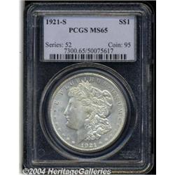 1921-S S$1 MS65 PCGS. Typically struck with